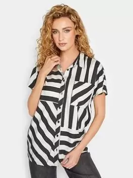 image of Long Tall Sally Cut About Stripe Shirt - Black, Size 16, Women