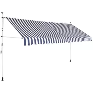 Image of Manual Retractable Awning 350cm Blue and White Stripes Vidaxl Blue