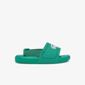 Image of Lacoste Infants' L.30 Synthetic Slides Size 3 UK Kids Green & White