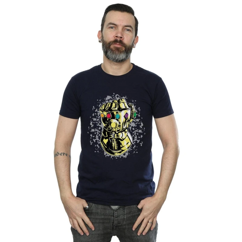 Image of Marvel Marvel Men Avengers Infinity War Thanos Fist T-Shirt in Navy Size: Small Navy S Male 5057736694992