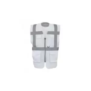 image of Yoko Hi-Vis Premium Executive/Manager Waistcoat / Jacket (M) (White) - White