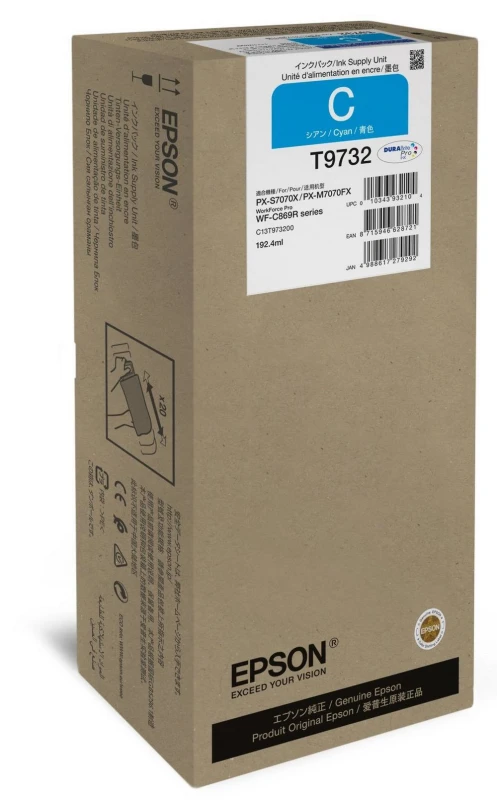 Image of Epson C13T97320N/T9732 Ink cartridge cyan. 22K pages 192.4ml for Epson