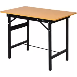 image of Heavy Duty diy Metal Garage Workbench Storage Drawer Table Wood Surface - Yellow, Black - Homcom