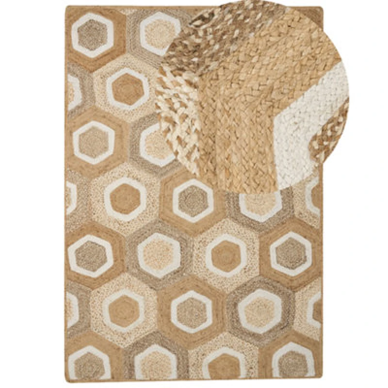 Image of Beliani Rug Basoren Beige 160 X 230 Cm Jute