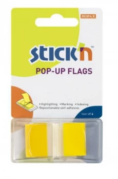 Image of Value Stickn Pop-Up Flags 25mm 50 Tabs Yellow 26022
