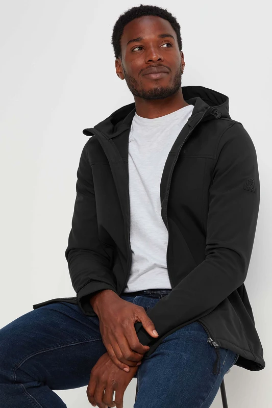 Image of TOG24 TOG24 Men 'Feizor' Shower Resistant Softshell Hooded Jacket in Black Size: 3X-Large Black XXXL Male 5053023058973