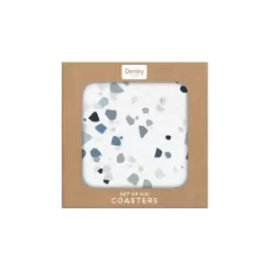 Image of Denby Elements Terrazzo Effect Blues Set Of 6 Coasters