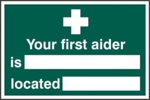 Image of First Aider Is Located Sign PVC