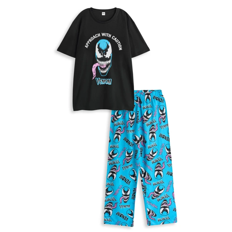 Image of Marvel Marvel Men Short Sleeve Long Leg Pyjama Set in Black Size: Small Black S Male 5063203281824