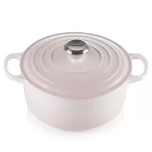 image of Le Creuset 24cm Cast Iron Round Casserole Shell Pink