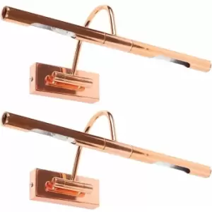 image of Minisun - 2 x Adjustable Twin Picture Wall Lights - Copper