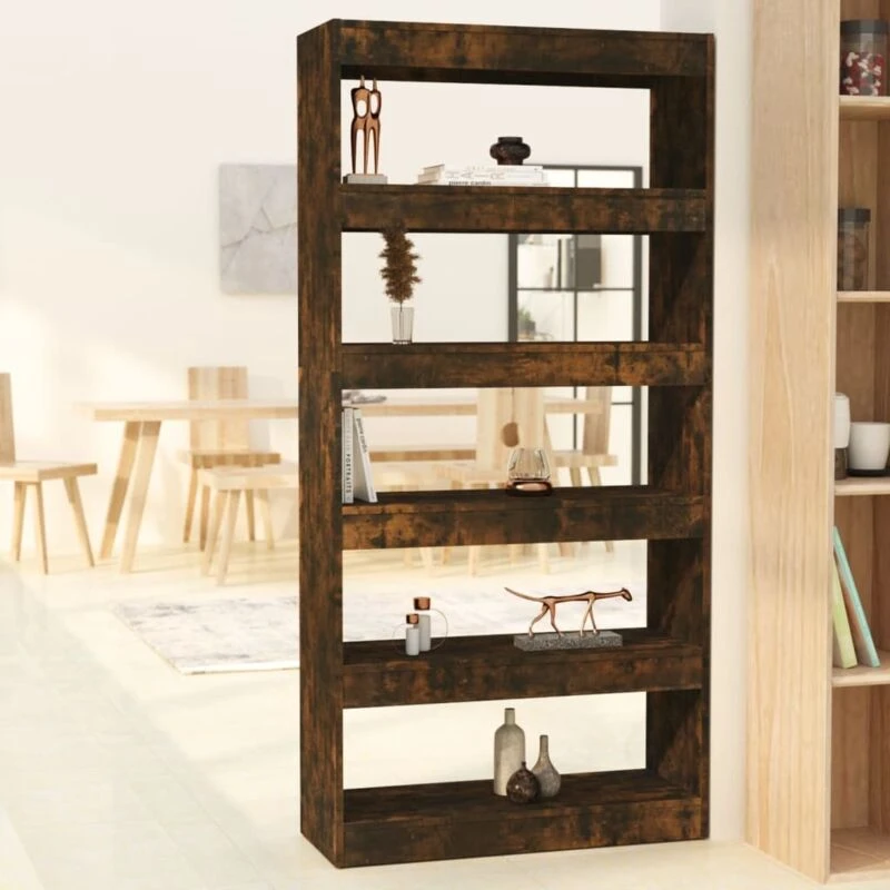 Image of VIDAXL Book Cabinet/Room Divider Smoked Oak 80x30x166cm Engineered Wood Vidaxl 8720286844540