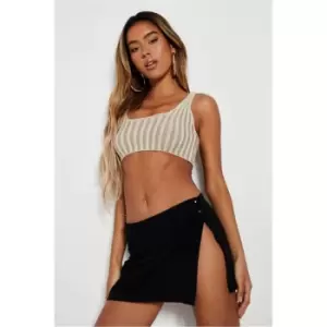 image of I Saw It First Black Linen Look Low Rise Micro Mini Skirt - Black