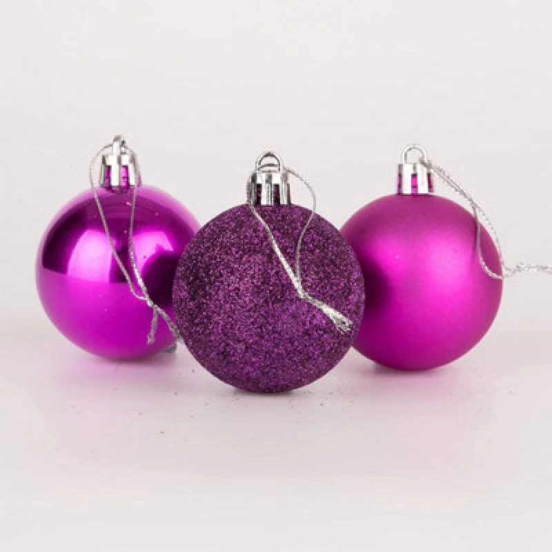 Image of Shatchi 50mm/18Pcs Christmas Baubles Shatterproof Purple,Tree Decorations Purple