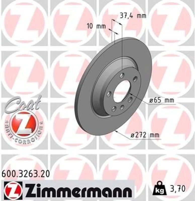 Image of ZIMMERMANN Brake disc ZIMMERMANN 600.3263.20