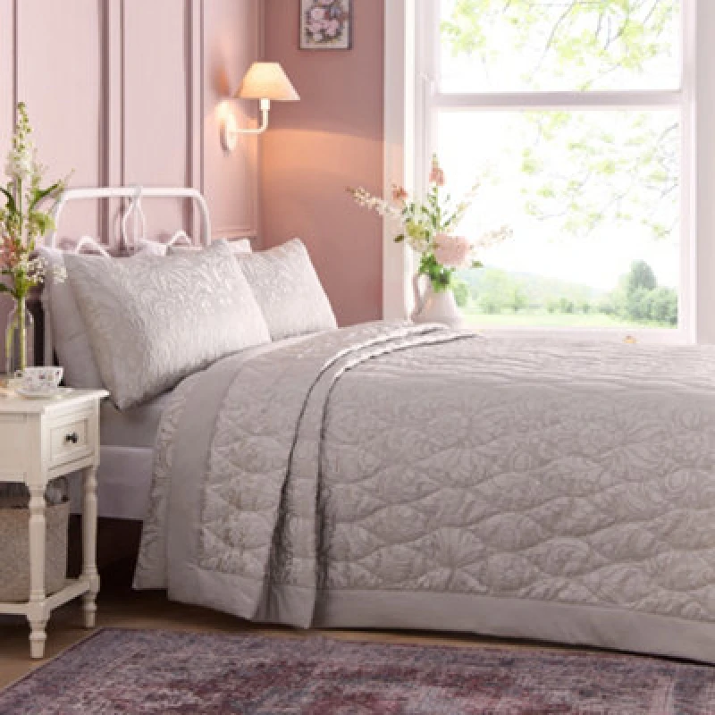 Image of Appletree Worcester Woven Jacquard Silver Bedspread