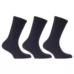 image of Childrens/Kids Plain Cotton Rich School Socks (Pack Of 3) (UK Shoe 12.5-3.5 , Euro 31-36 (Age: 8-12 years)) (Navy)