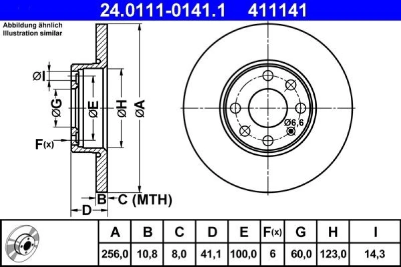 Image of ATE 24.0111-0141.1 Brake disc Solid Brake Disc (82)