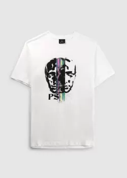Image of Paul Smith Mens Regular Fit Opposite Faces T-Shirt In White