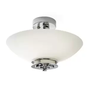 Image of IP44 3 Bulb Semi Flush Light Satin Edged Cased Glass Shade Chrome LED G9 3.5W