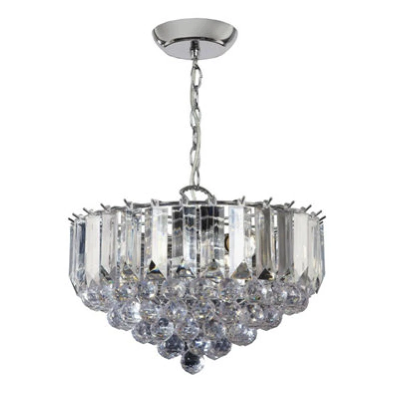 Image of Luminosa Lighting Luminosa Fargo 3 Light Ceiling Pendant Chrome, Clear Acrylic, E14