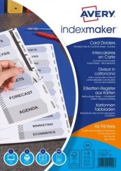 Image of Avery Indexmaker 5 Part Divider With Tab Labels A4 01810061