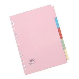 image of 5 Star Office A5 File Dividers 5 Part Assorted Colours