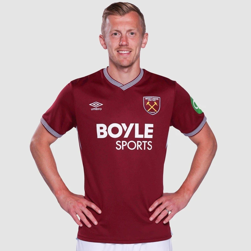 Image of Umbro Castore West Ham United Home Shirt 2025 2026 Adults Claret/Blue male S