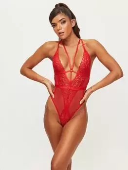 Image of Ann Summers Bodywear The Obsession Crotchless Body - Bright Red, Bright Red Size M Women