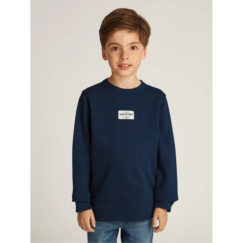 Image of Tommy Hilfiger Kids Monotype Label Crew Sweatshirt Navy C1G male 14Y