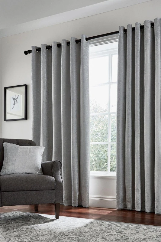 Image of Helena Springfield Helena Springfield 'Roma' Woven Lined Curtains in Silver Size: 228cm width x 183cm drop Silver 228cm width x 183cm drop Unisex 50
