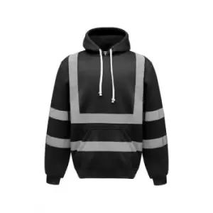 image of Yoko Mens High Visibility Pull-Over Hoodie (XL) (Black) - Black