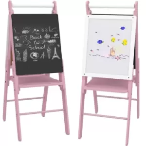 image of Aiyaplay - Three-in-One Easel for Kids, with Paper Roll, Adjustable Height - Pink - Pink