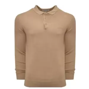 image of Lambretta Knitted Polo Shirt Mens - Beige