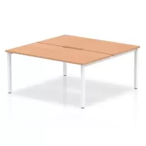 Image of B2B White Frame Bench Desk 1600 Oak 2 Pod
