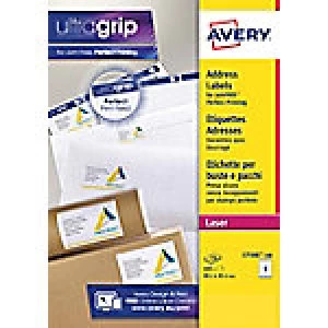 image of AVERY Parcel Labels L7166-100 UltraGrip White Self Adhesive A4 99.1 x 93.1mm 100 Sheets of 6 Labels