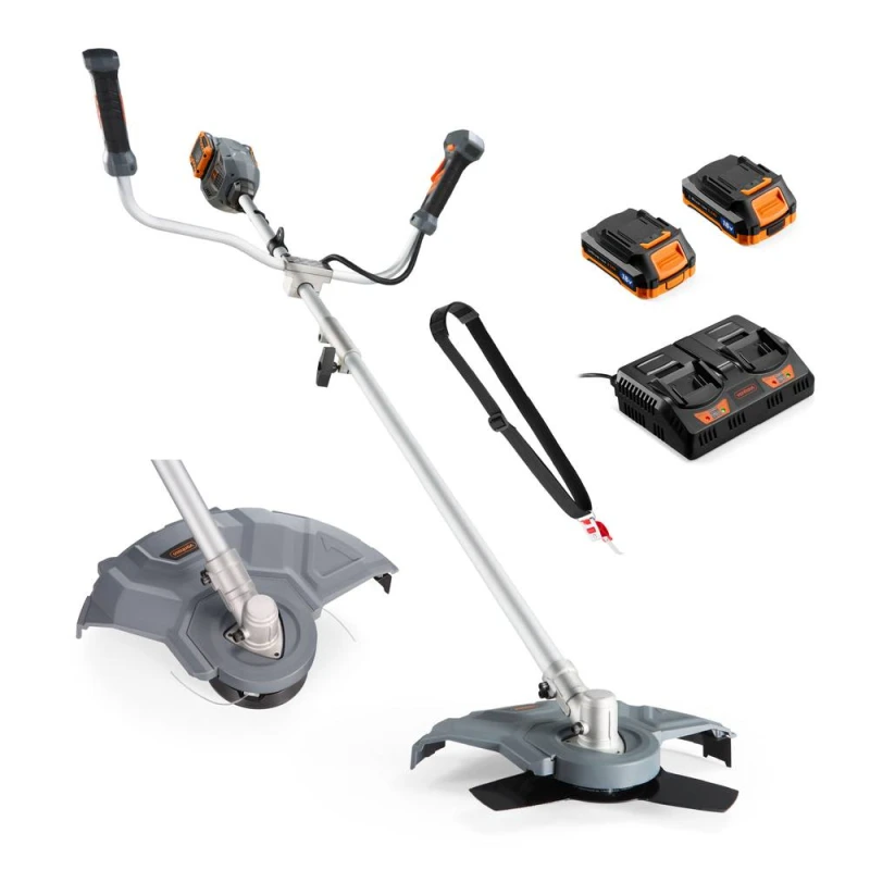 Image of Vonhaus Grass Trimmer & Brush Cutter Cordless 2 In 1, Electric Edger For Lawns & Flower Beds, 36V Battery 2X 18V, Dual Charger