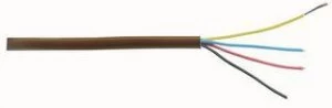 Image of CQR Brown 0.182mm 4 Core 2 Pair Round Professional Copper PVC Intruder Burglar Alarm Security Cable - 1 Meter