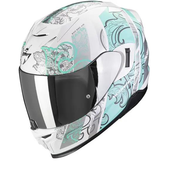 image of Scorpion Exo-520 Evo Air Fasta White-Light Blue Full Face Helmet Size M