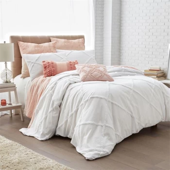 image of Peri Home Chenille Lattice Duvet Cover D/B Grey - WHITE