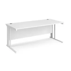 image of Office Desk 1800mm Rectangular Desk With Cable Managed Leg White Tops With White Frames Maestro 25