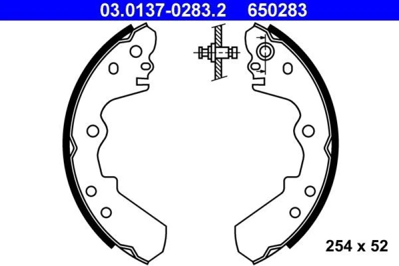 Image of ATE 03.0137-0283.2 Brake Shoes Brake Shoe Set (70)