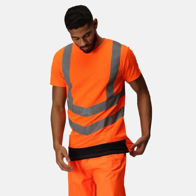 Image of Regatta Mens Hi-Vis T-Shirts Orange/Navy male S