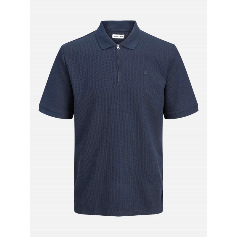 Image of Jack and Jones Austin Zip Polo Plus Size Mens Navy Blazer male 4XL