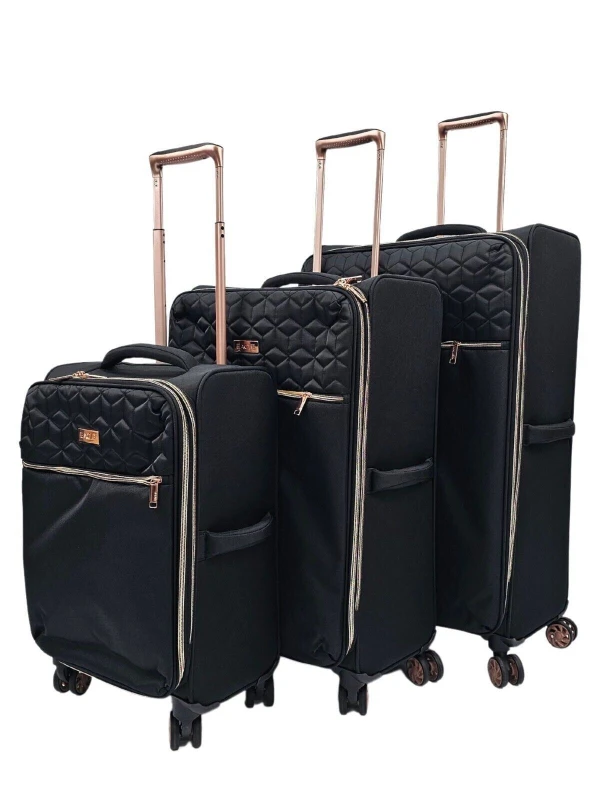 Image of Eagles Suitcases 4 Wheel Travel Luggage Lightweight Bags in Black Size: Medium Black Unisex Medium