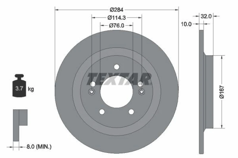 Image of Brake disc TEXTAR 92333303