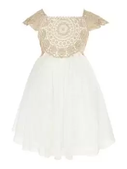Image of Monsoon Baby Girls Estella Dress - Gold, Size 18-24 Months