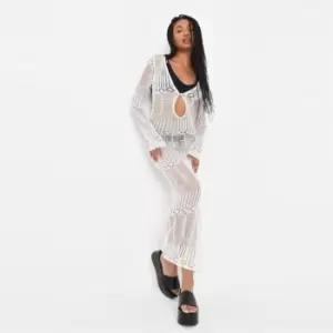 Image of Missguided Pointelle Crochet Midaxi Dress - Cream