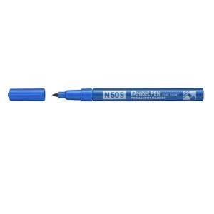 image of Pentel N50S-C Fine Tip Bullet Marker Pen Blue Pack 12 59081PE