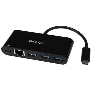 Image of StarTech 3 Port USB C to USB 3.0 Hub Ethernet